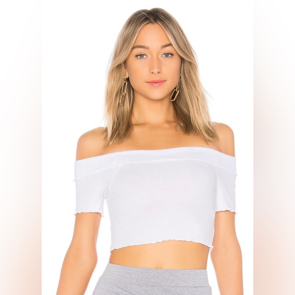 NWT By the Way “Lainey” White Ruffle Crop Top XS